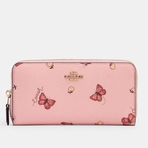 Zip Wallet with Butterfly Print